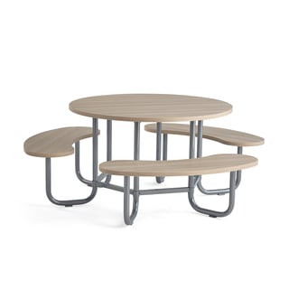 Seating group OCTO, ash benches, silver frame