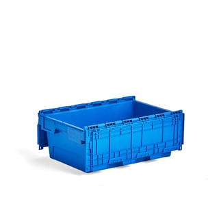 Kunststof transportbak GAYLE, 600 x 400 x 240 mm, 39 l, blauw