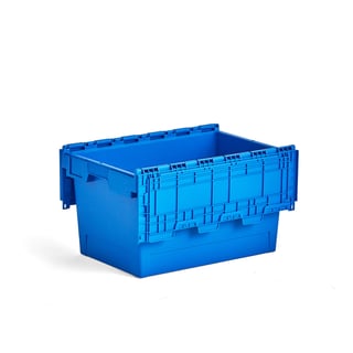 Kunststof transportbak GAYLE, 600 x 400 x 340 mm, 58 l, blauw