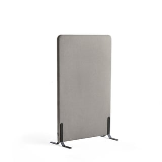 Floor screen ZONE, 1360x800x46 mm, fabric Rivet, black legs, silver grey