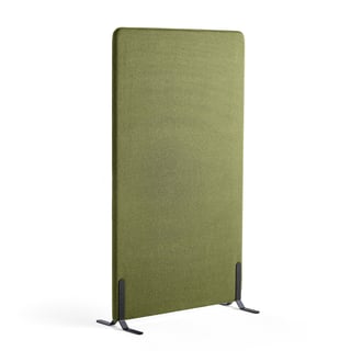 Floor screen ZONE, 1700x1000x46 mm, fabric Hush, black legs, forest green