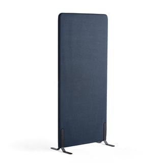 Floor screen ZONE, 1700x800x46 mm, fabric Hush, black legs, navy blue