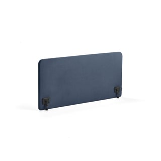 Desk screen ZONE, black brackets, 1400x650x36 mm, fabric Hush, navy blue