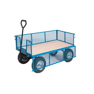 Platform truck, mesh sides, plywood deck, 400 kg load, 1200x600x360 mm