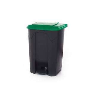 Pedal bin with coloured lid, 80 L, dark grey, green lid