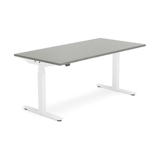 Výškovo nastaviteľný stôl MODULUS, 1600x800 mm, biela, svetlošedá