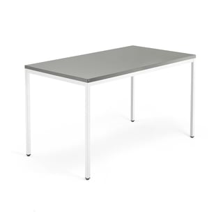 Desk QBUS, 1400x800 mm, 4-leg frame, white frame, light grey