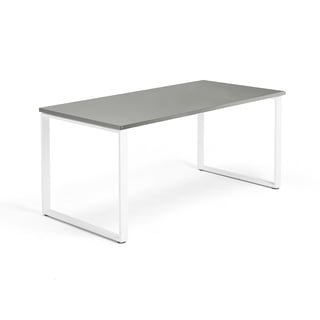 Biurko QBUS, rama O, 1600x800 mm, biała rama, jasnoszary