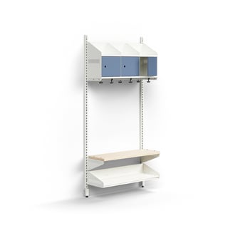 Garderobenschrank ENTRY, Grundmodul, wandhängend, 1800 x 900 x 300 mm, weiß/blau