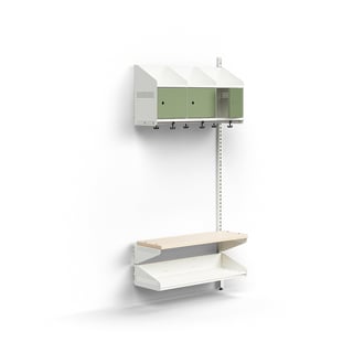 Cloakroom unit ENTRY, add-on wall unit, 3 metal doors, 1800x900x300 mm, white/green