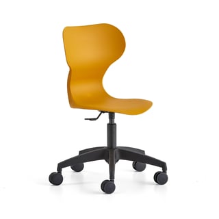 Chair BRIAN, height adjustable, with wheels, yellow