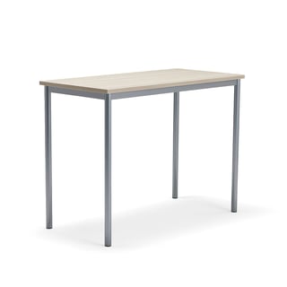 Desk SONITUS PLUS, 1200x600x900 mm, noise reducing ash high pressure laminate, alu grey