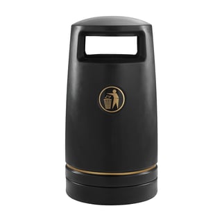 Outdoor hooded waste bin, Ø540 x 1030 mm, 100 L, black