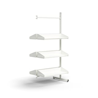 Cloakroom unit ENTRY, add-on floor unit, 6 shoe shelves, 1800x900x600 mm, white