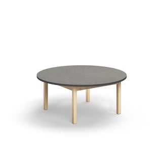 Bord DECIBEL, Ø1200 H530 mm, lyddempende linoleum, mørk grå