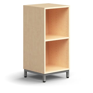 Boekenkast QBUS, 1 plank, potenframe, 868 x 400 x 400 mm, zilver, berken