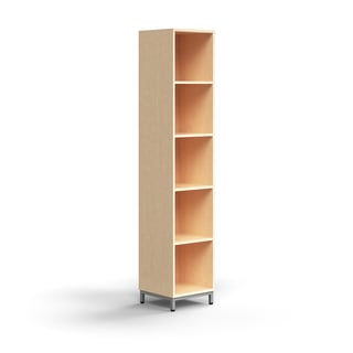 Boekenkast QBUS, 4 planken, potenframe, 2020 x 400 x 400 mm, zilver, berken