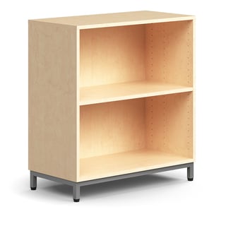 Boekenkast QBUS, 1 plank, potenframe, 868 x 800 x 400 mm, zilver, berken