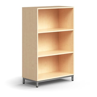 Boekenkast QBUS, 2 planken, potenframe, 1252 x 800 x 400 mm, zilver, berken