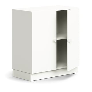 Cabinet QBUS, 1 shelf, base frame, handles, 868x800x420 mm, white