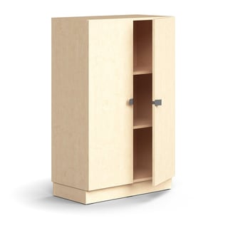 Skapis QBUS, 2 plaukti, pamatnes rāmis, rokturi, 1257x800x420 mm, bērzs