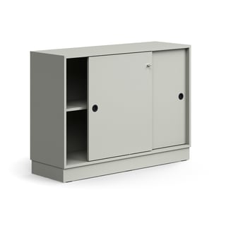 Schiebetürenschrank QBUS, abschließbar, 873x1200x400 mm, lichtgrau