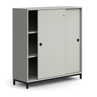 Schiebetürenschrank QBUS, abschließbar, 1252x1200x400 mm, schwarz, hellgrau