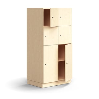 Lockerkast QBUS, 6 vakken, onderstel, 1636 x 800 x 570 mm, berken