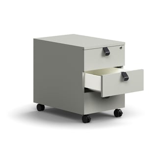 Mobile pedestal QBUS, 3 drawers incl. handles, lockable, light grey