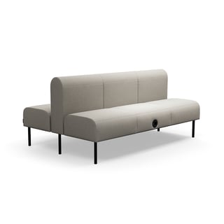 Modularna sofa VARIETY, 3 sjedišta, s USB utičnicom, dvostruka, tkanina Blues CSII, sivo-smeđa