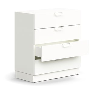 Drawer unit QBUS, base frame, open handles, 868x800x400 mm, white