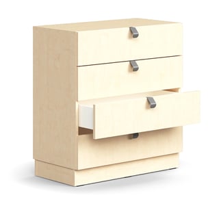 Drawer unit QBUS, base frame, handles, 868x800x400 mm, birch