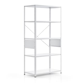 Shelving FIRST, basic unit, 1960x1010x500 mm, white