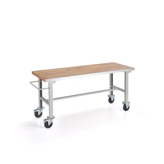 Mobile workbench SOLID, 2000x800 mm, oak parquet