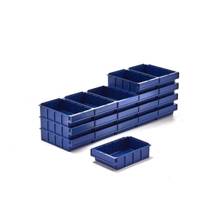 Stores box DETAIL, fits 3 dividers, 300x188x80 mm, blue, 18-pack