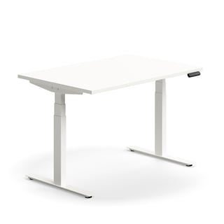 Zit-sta bureau QBUS, recht, 1200 x 800 mm, wit frame, wit