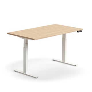 Standing desk QBUS, dual motor, straight, 1400x800 mm, white frame, oak