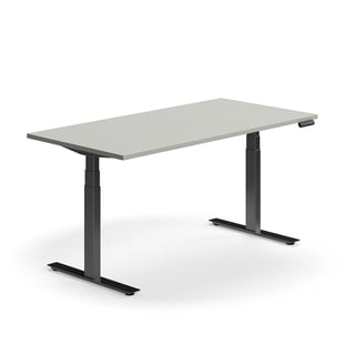 Standing desk QBUS, dual motor, straight, 1600x800 mm, black frame, light grey