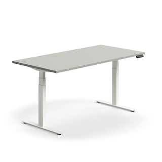 Skrivbord QBUS, höj- och sänkbart, 1600x800 mm, vit, ljusgrå