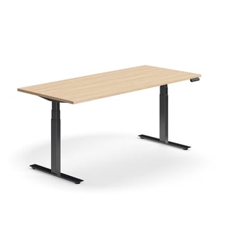 Höhenverstellbarer Schreibtisch QBUS, 1800x800 mm, Gestell schwarz, Eiche