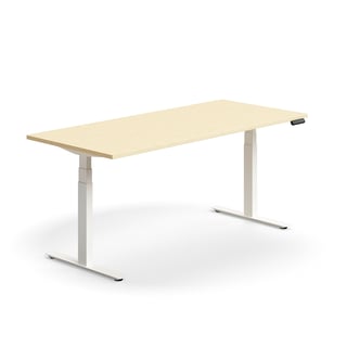 Standing desk QBUS, dual motor, straight, 1800x800 mm, white frame, birch