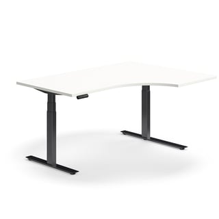 Höhenverstellbarer Schreibtisch QBUS, 1600x1200 mm, Gestell schwarz, weiß