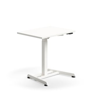 Zit-sta bureau QBUS, enkele staander, 800 x 600 mm, wit frame, wit