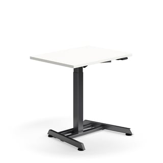 Hæve sænkebord QBUS, enkeltsøjlestel, 800x600 mm, sort stel, hvid
