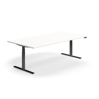 Standing meeting table QBUS, rectangular, 2400x1200 mm, black frame, white