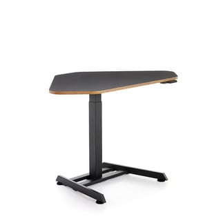 Zit-sta hoekbureau NOVUS, 1200 x 750 mm, zwart frame, zwart bureaublad