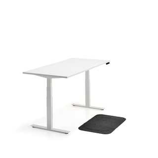 Pakketdeal QBUS + STAND, 1 wit staand bureau, 1 staand bureau mat