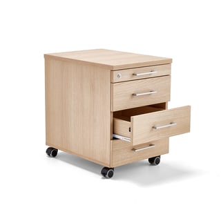 Mobile pedestal for reception desk INVITE, 4 drawers, oak