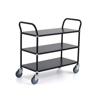 Schwerlast-Regalwagen TRANSIT, 3 Etagen, 900x440 mm, schwarz