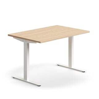 Biuro stalas QBUS, tiesus, 1200x800 mm, T rėmas, balta koja, ąžuolas